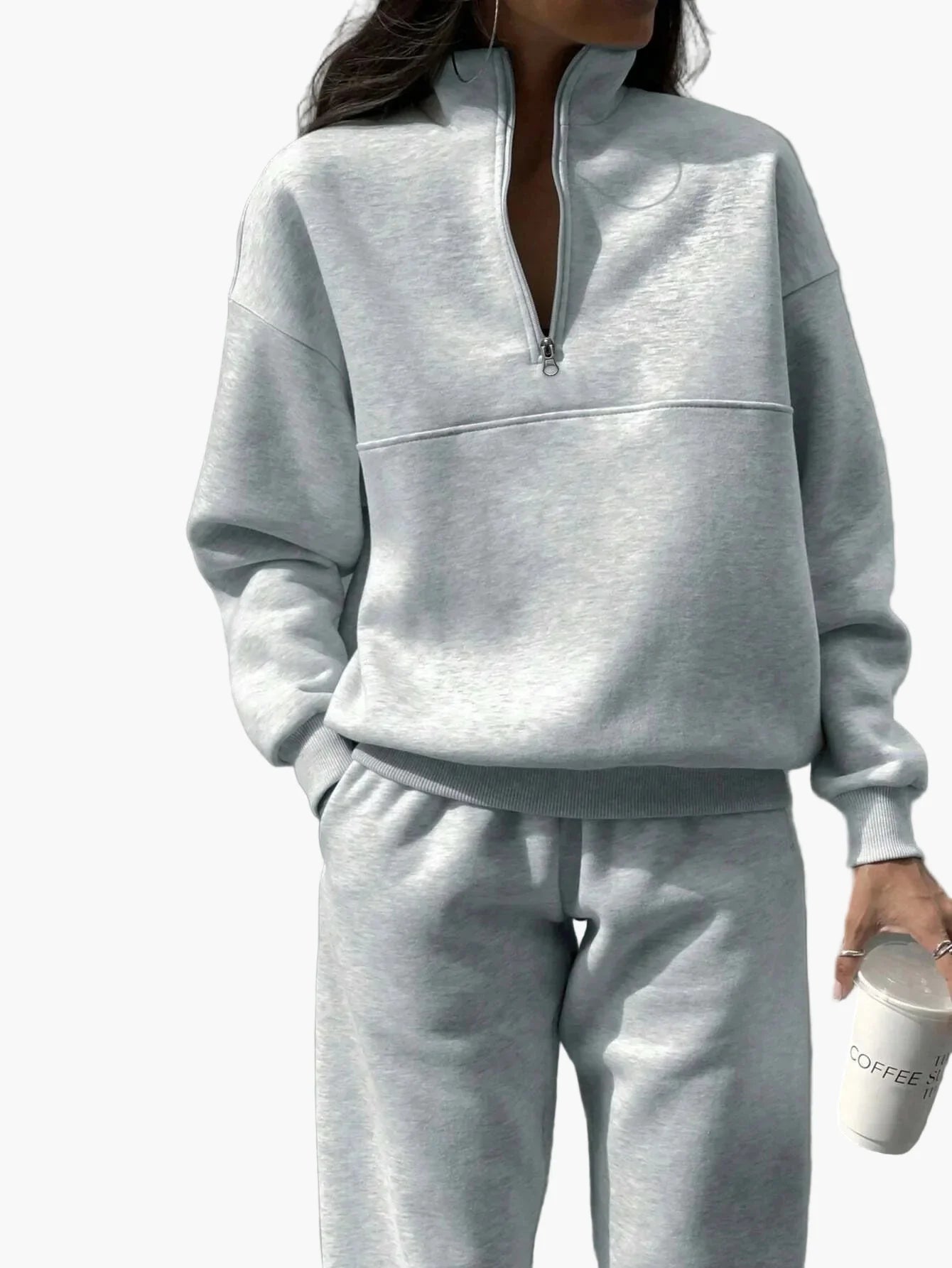 Damen Freizeit Trainingsanzug Zweiteilig – Bequemer Jogginganzug mit Reißverschluss für Alltag und Sport