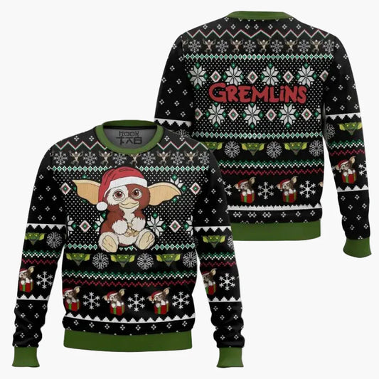 Herren Gremlins Ugly Christmas Sweater – Lustiger Pullover mit Gizmo & Weihnachtsmotiv