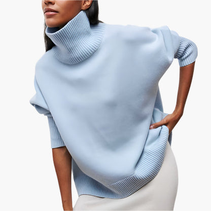Damen Pullover mit Rollkragen und voluminösen Ärmeln – Eleganter Style für Alltag und Büro