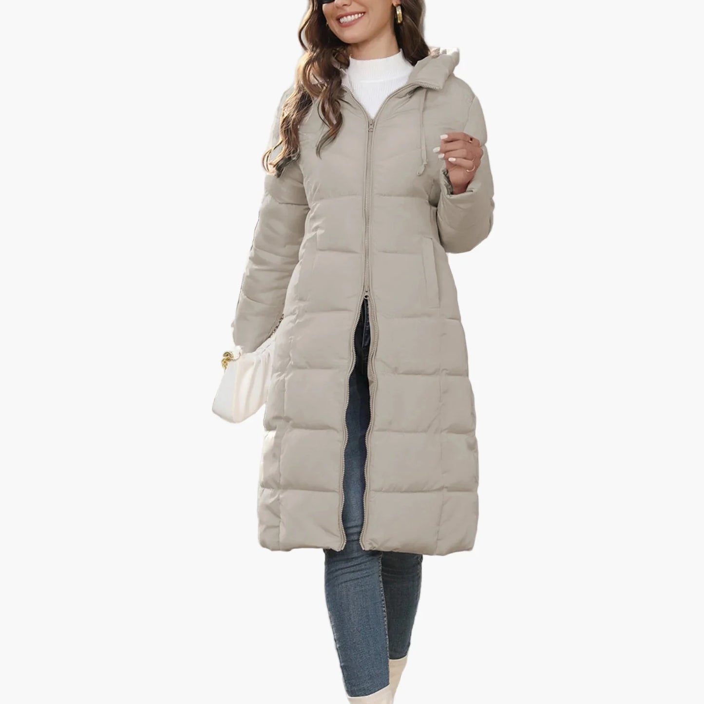 Damen Steppmantel Lang Winterjacke Mit Kapuze – Modischer Casual Streetwear Mantel