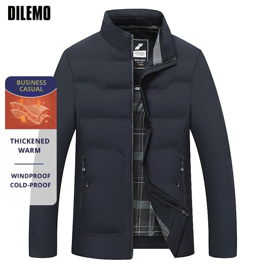 Herren Business Casual Winterjacke – Warm, Winddicht, Kältefest, Dick Gefüttert