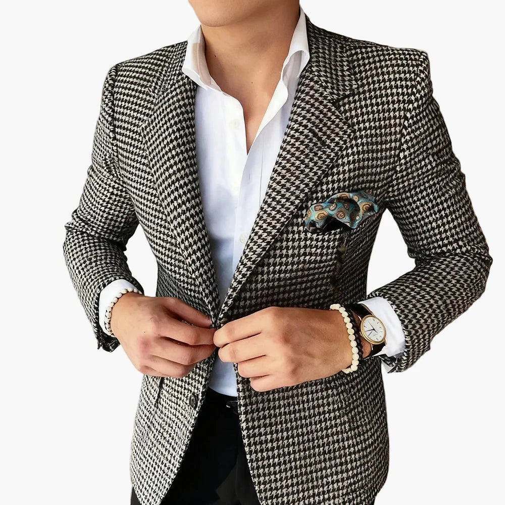 Herren Modernes Hahnentritt Sakko – Stilvoller Business & Freizeit Blazer