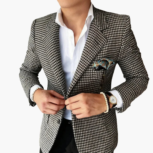 Herren Modernes Hahnentritt Sakko – Stilvoller Business & Freizeit Blazer