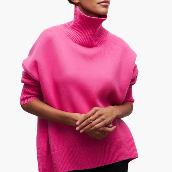 Damen Pullover mit Rollkragen und voluminösen Ärmeln – Eleganter Style für Alltag und Büro