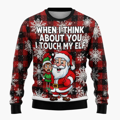 Herren Lustiger Weihnachts-Pullover mit frechem Santa-Motiv – Perfekt für Weihnachtsfeiern & Ugly Christmas Sweater Partys