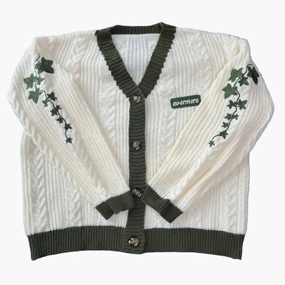 Damen Strickjacke im Vintage-Stil mit Blumenstickerei – Lässiger Cardigan für Alltag und Freizeit