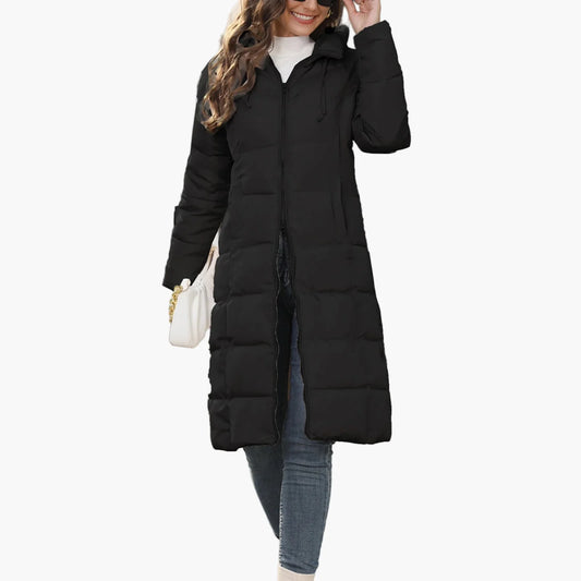 Damen Steppmantel Lang Winterjacke Mit Kapuze – Modischer Casual Streetwear Mantel