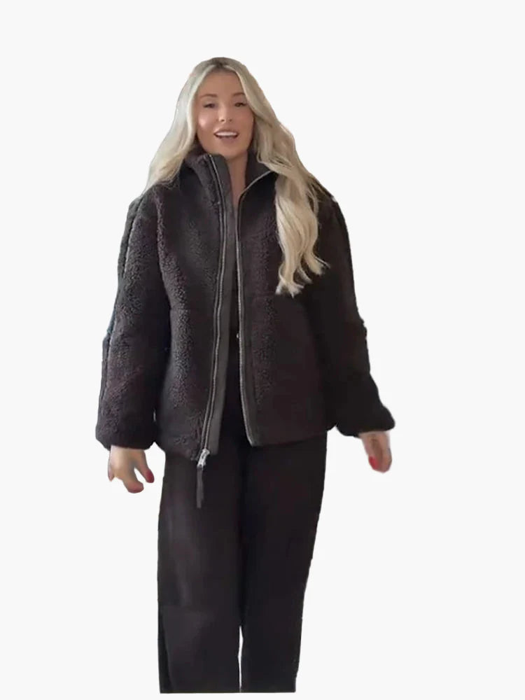 Damen Teddyfell Oversize Jacke – Modischer Winter-Stil für Alltag und Freizeit