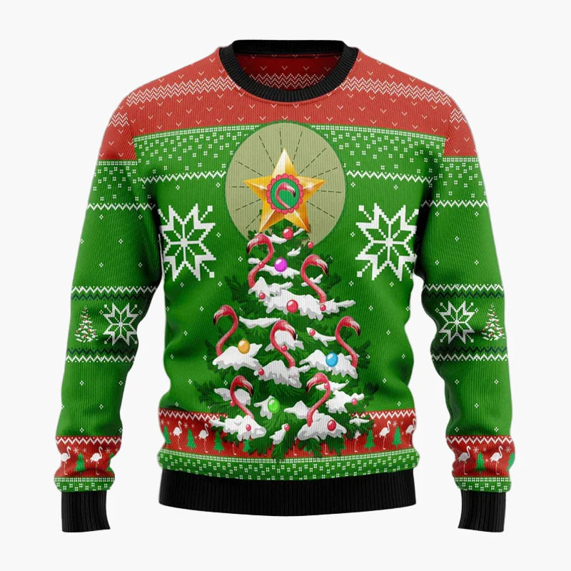 Unisex Lustiger Flamingo Ugly Christmas Sweater – Perfekt für Weihnachtsfeiern & Winterspaß