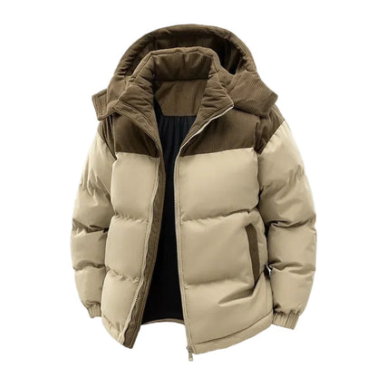 Herren Daunenjacke Winter Kapuzenjacke Casual Winddicht Gepolstert