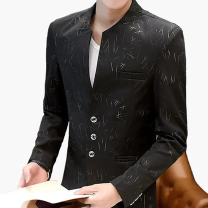 Herren Modernes Freizeit-Sakko mit Stehkragen und abstraktem Muster – Elegantes Blazer-Jackett für Alltag & Events