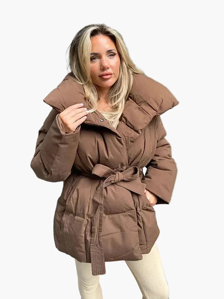 Damen Steppjacke mit Gürtel – Modischer Wintermantel für Freizeit und Alltag