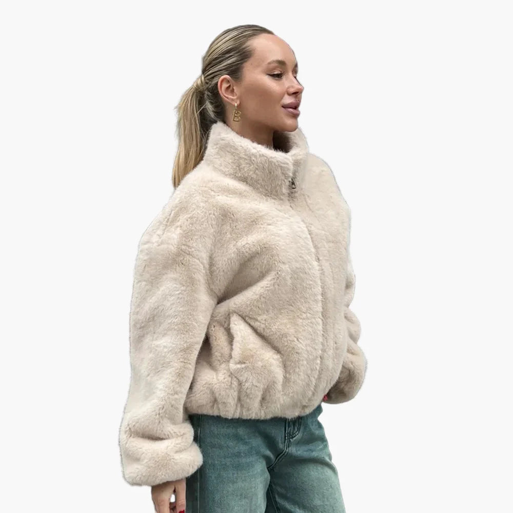 Damen Kurzjacke mit Stehkragen – Modische Oversized Übergangsjacke für Alltag und Ausgehen