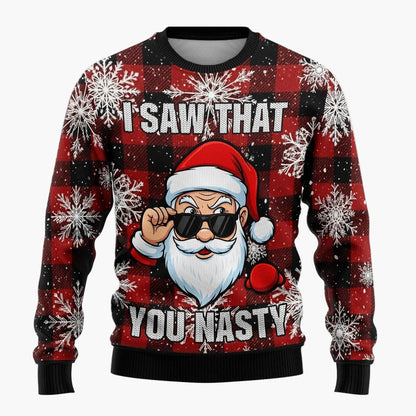 Herren Lustiger Weihnachts-Pullover mit frechem Santa-Motiv – Perfekt für Weihnachtsfeiern & Ugly Christmas Sweater Partys