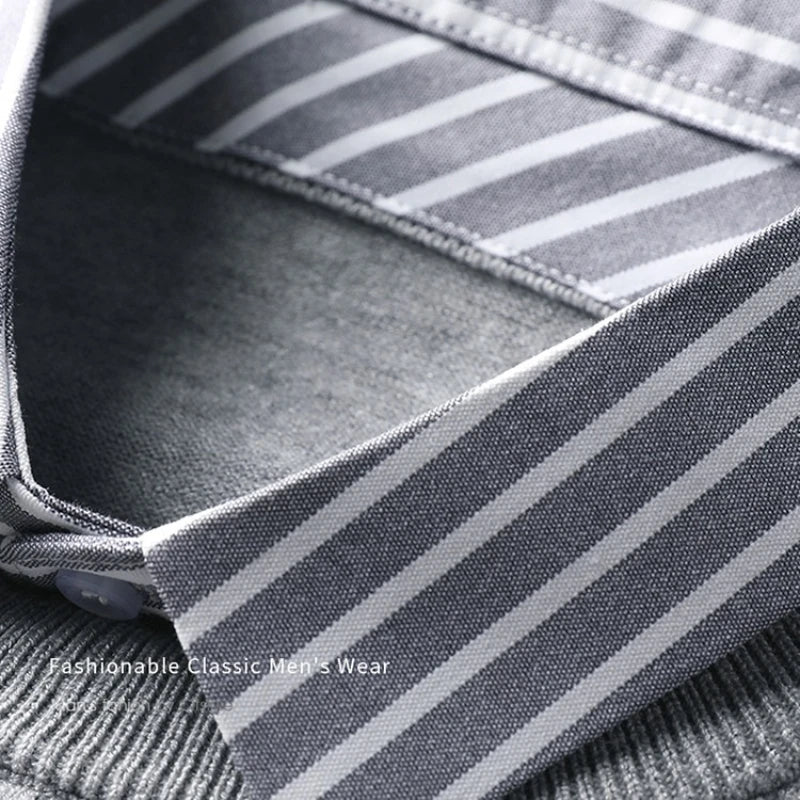 Herren Pullover mit gestreiftem Kragen – Eleganter Business & Casual Look