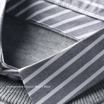 Herren Pullover mit gestreiftem Kragen – Eleganter Business & Casual Look