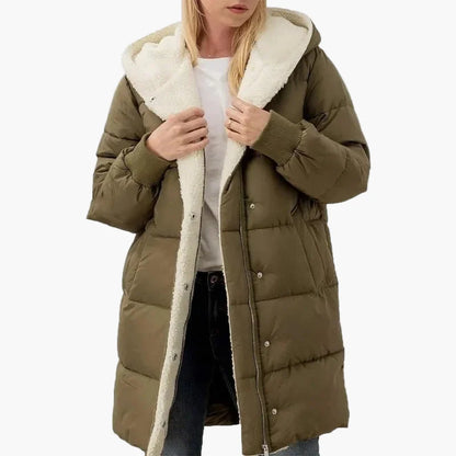 Damen Winter Steppmantel Kapuzenjacke – Langer, warmer Outdoor-Mantel mit modischem Stil