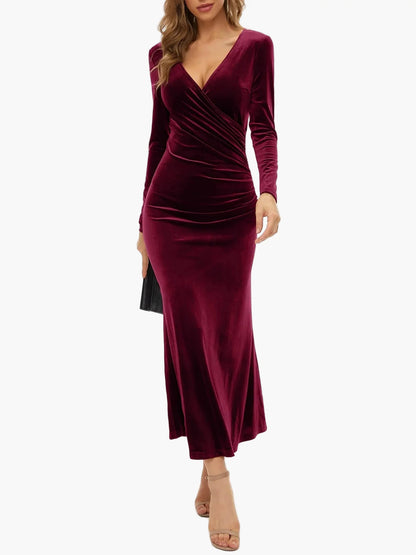 Damen Elegantes Langarm Abendkleid Bodycon Maxikleid – Perfekt für Feste und besondere Anlässe