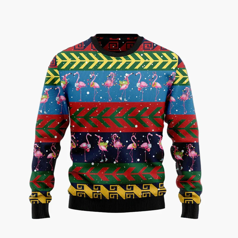 Unisex Lustiger Flamingo Ugly Christmas Sweater – Perfekt für Weihnachtsfeiern & Winterspaß