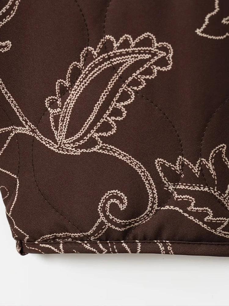 Damen Steppjacke mit floralem Muster – Lässiger Style für Alltag und Freizeit