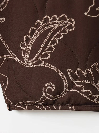 Damen Steppjacke mit floralem Muster – Lässiger Style für Alltag und Freizeit