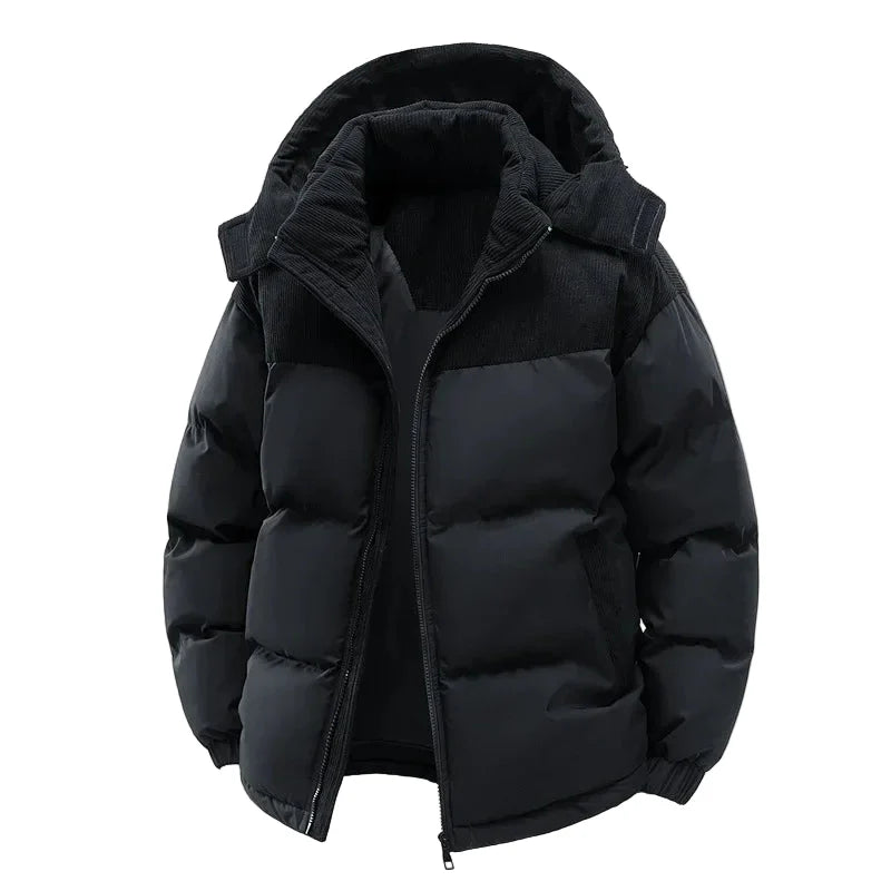 Herren Daunenjacke Winter Kapuzenjacke Casual Winddicht Gepolstert
