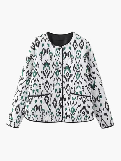 Damen Steppjacke mit Ikat-Muster – Modische Übergangsjacke, lässiger Stil für Alltag und Freizeit