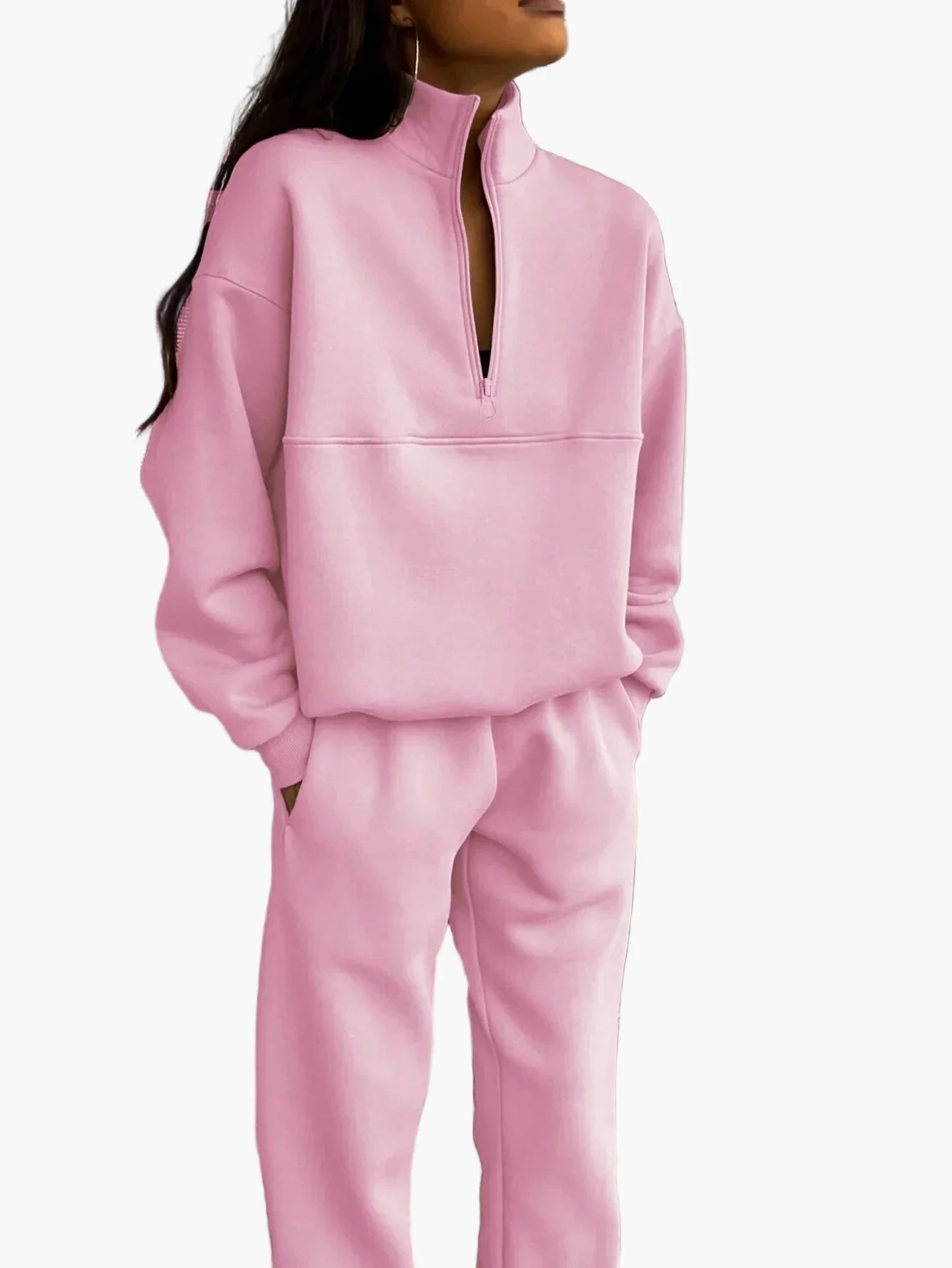 Damen Freizeit Trainingsanzug Zweiteilig – Bequemer Jogginganzug mit Reißverschluss für Alltag und Sport