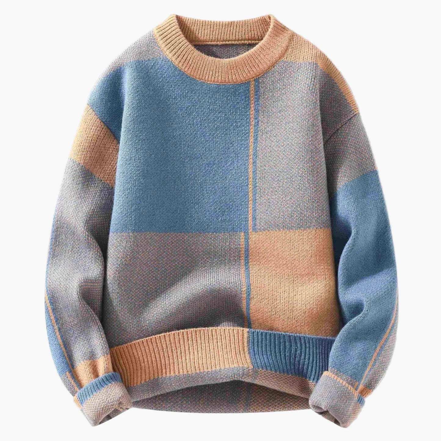 Herren Strickpullover mit modernem geometrischen Design – Lässiger Stil für Alltag und Freizeit