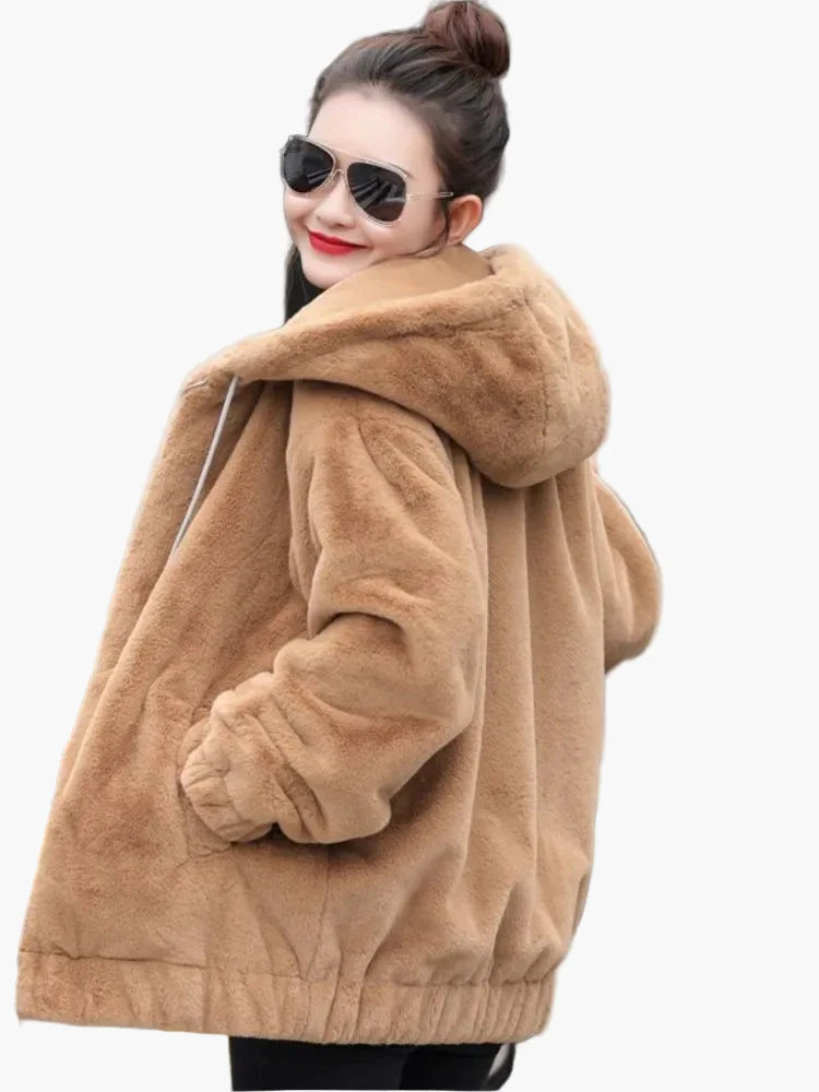 Damen Oversize Kapuzenjacke im Teddy-Stil – Lässige Winter-Fleecejacke für Alltag & Freizeit
