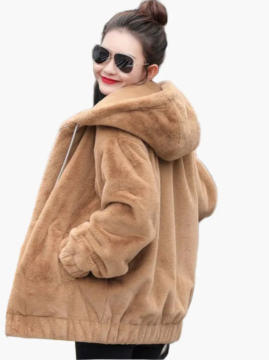 Damen Oversize Kapuzenjacke im Teddy-Stil – Lässige Winter-Fleecejacke für Alltag & Freizeit
