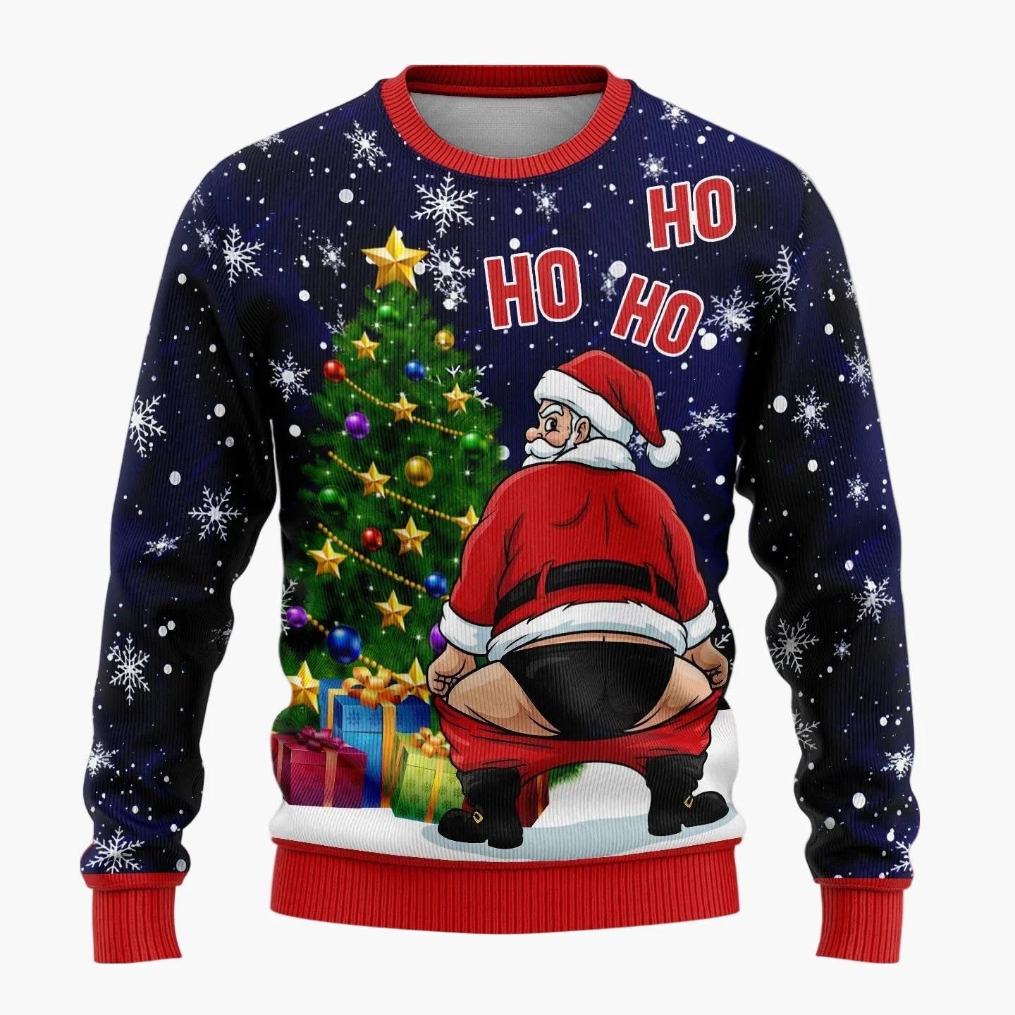 Herren Lustiger Weihnachts-Pullover mit frechem Santa-Motiv – Perfekt für Weihnachtsfeiern & Ugly Christmas Sweater Partys
