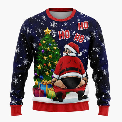 Herren Lustiger Weihnachts-Pullover mit frechem Santa-Motiv – Perfekt für Weihnachtsfeiern & Ugly Christmas Sweater Partys