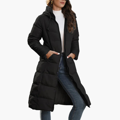 Damen Steppmantel Lang Winterjacke Mit Kapuze – Modischer Casual Streetwear Mantel