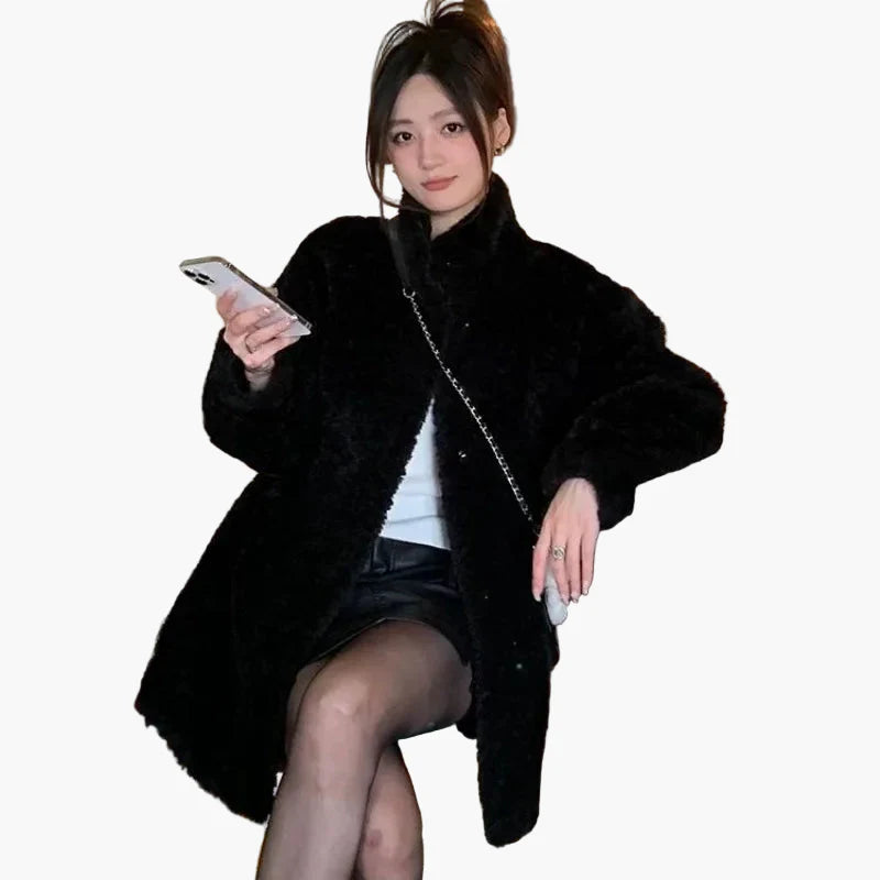 Damen Teddyfell Winterjacke Lässig Oversized Warm Modisch