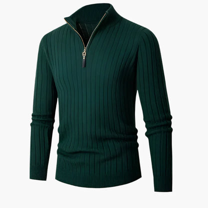 Herren Strickpullover mit Stehkragen und Halbreißverschluss – Eleganter Freizeit- und Business-Look