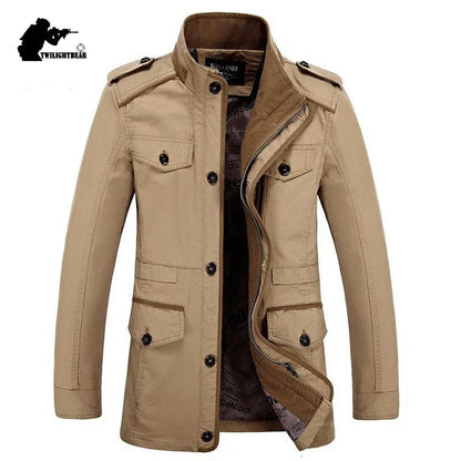 Herren Militärstil Jacke – Outdoor Freizeit Übergangsjacke mit Knopfleiste
