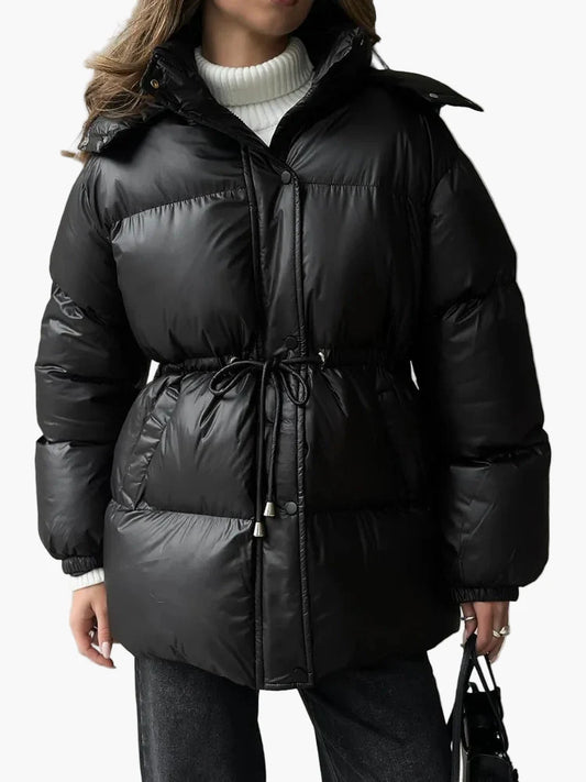 Damen Winter Steppjacke mit Taillenzug – Modische Outdoor Pufferjacke für kalte Tage