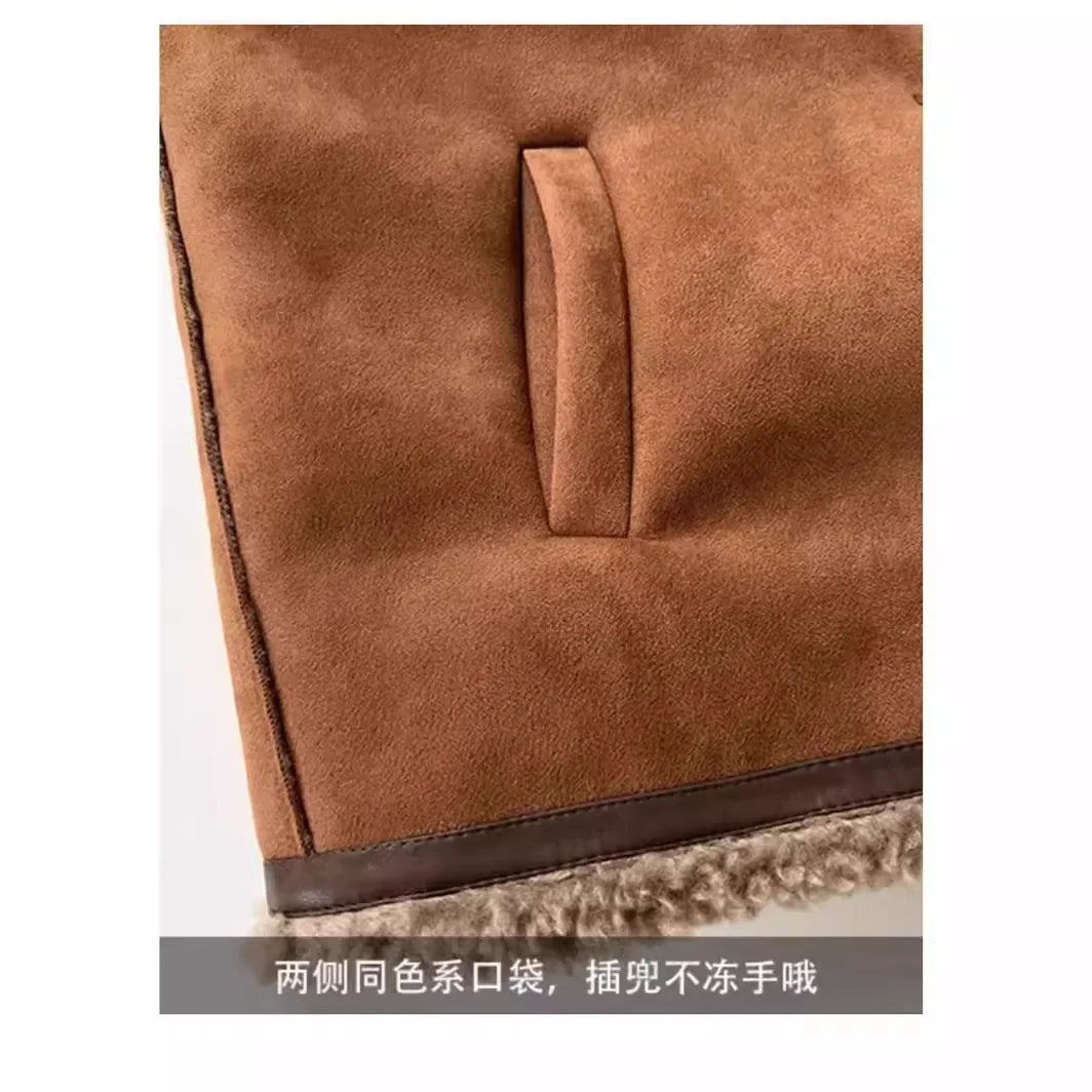 Damen Winterjacke Kurze Vintage-Style Freizeitjacke mit Kunstfellbesatz – Modisch & Warm für Alltag und Outdoor