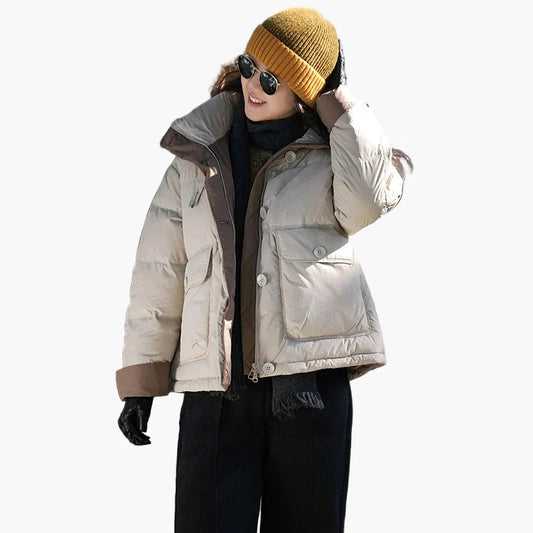 Damen Winter-Daunenjacke Lässig Warm Outdoor Übergangsjacke