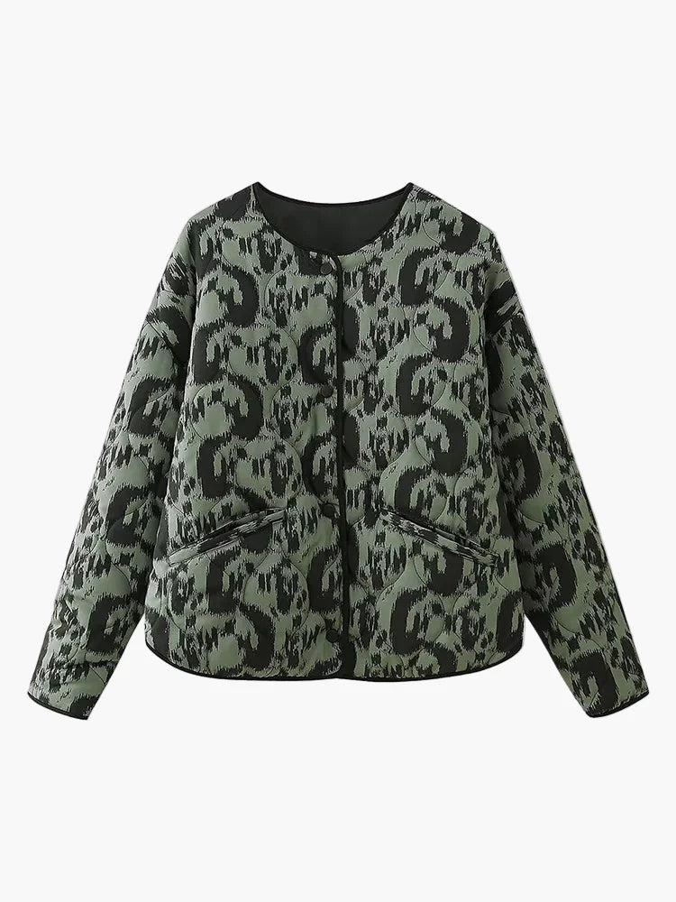 Damen Steppjacke mit Ikat-Muster – Modische Übergangsjacke, lässiger Stil für Alltag und Freizeit