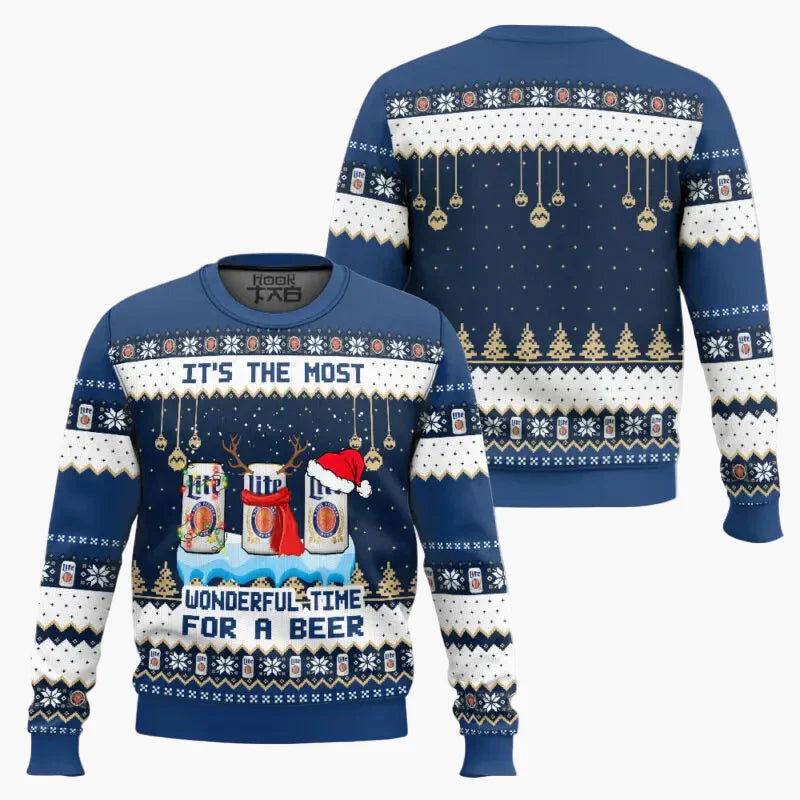 Herren Lustiger Weihnachts-Pullover mit Bier-Motiv – Ugly Christmas Sweater für Bierliebhaber