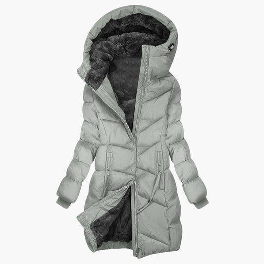 Damen Wintermantel Lang Steppjacke mit Kapuze – Winddichter, Warmer Outdoor Parka