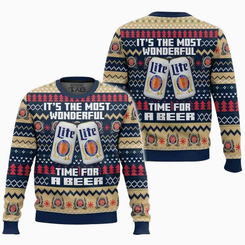 Herren Lustiger Weihnachts-Pullover mit Bier-Motiv – Ugly Christmas Sweater für Bierliebhaber