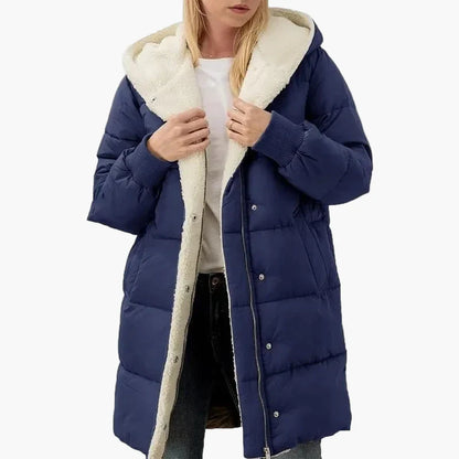 Damen Winter Steppmantel Kapuzenjacke – Langer, warmer Outdoor-Mantel mit modischem Stil