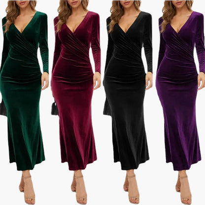 Damen Elegantes Langarm Abendkleid Bodycon Maxikleid – Perfekt für Feste und besondere Anlässe