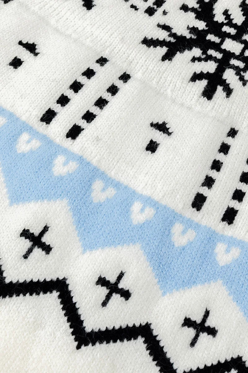 Unisex Winter Pullover mit Schneeflocken-Muster – Skandinavischer Stil, Ideal für Freizeit und festliche Anlässe