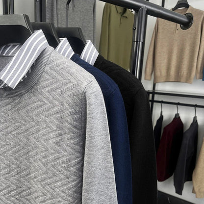 Herren Pullover mit gestreiftem Kragen – Eleganter Business & Casual Look