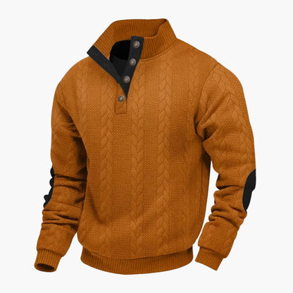Herren Strickpullover mit Stehkragen und Knopfleiste – Modischer Freizeitpullover für Herbst und Winter