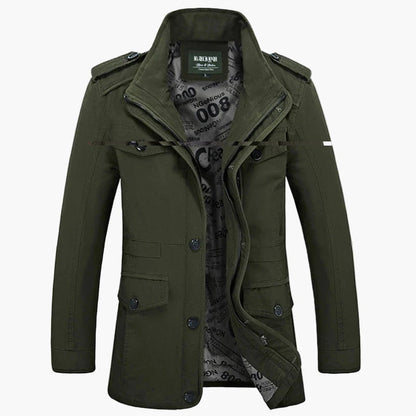 Herren Militärstil Jacke – Outdoor Freizeit Übergangsjacke mit Knopfleiste
